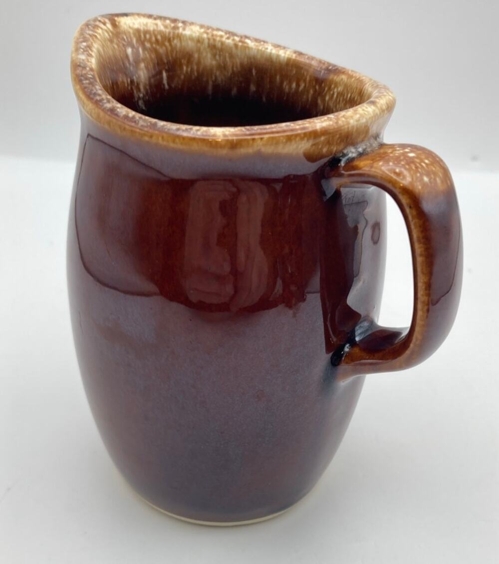 Vintage Hull Small Creamer Pitcher Brown Drip Glaze Ovenproof USA 4.5"